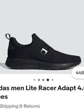 adidas Lite Racer Adapt Slip-On Sneakers - Black Mens Size 10